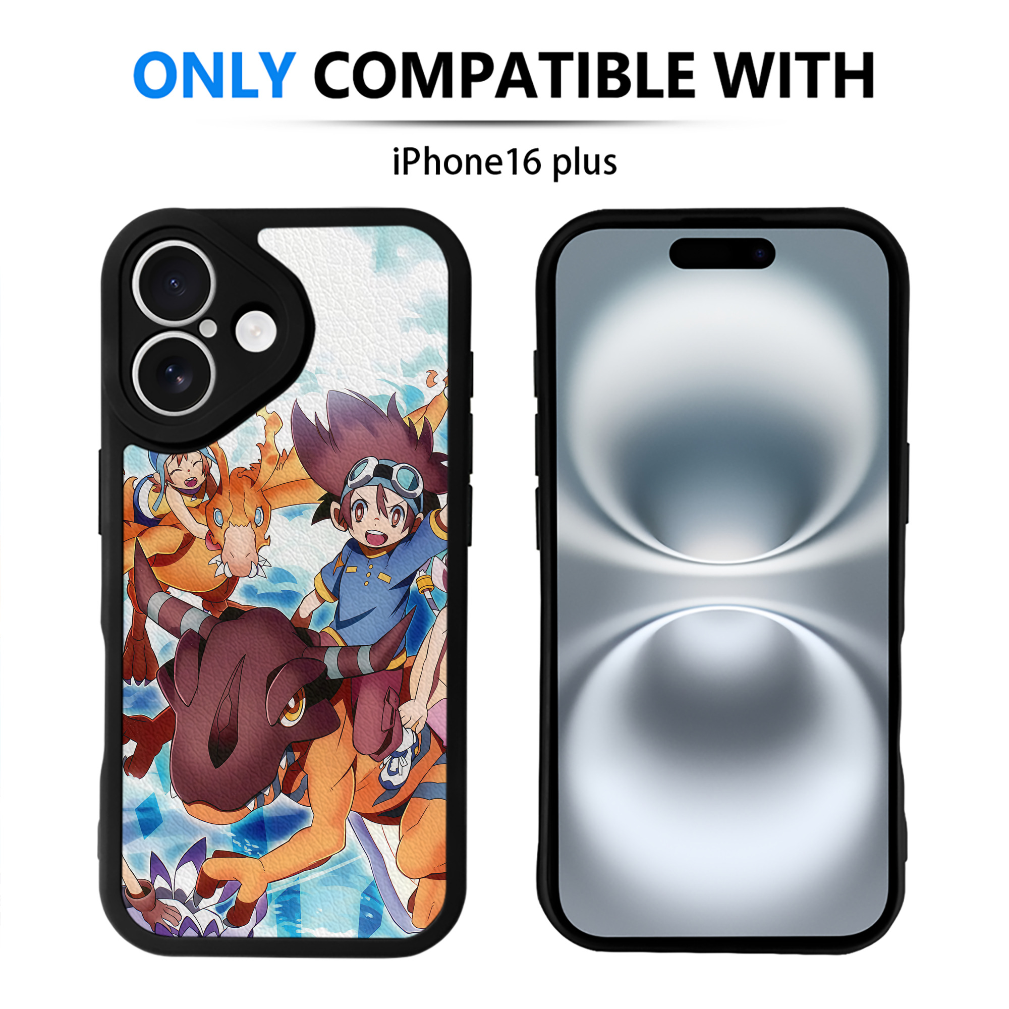 （画像用） Digimon デジタルモンスター/デジモン 【iPhone 16シリーズ対応】シリコンスマホケース（レザー調） 材質：シリコン